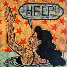 Load image into Gallery viewer, Artistic depiction of a figure with a book on a colorful star-patterned background