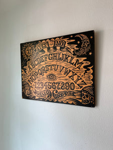 Gothic Home Decor - Vintage Style Handmade Ouija Board Woodcut Art Print - Occult Home Decor - Ouija Board Sign  - Goth Art