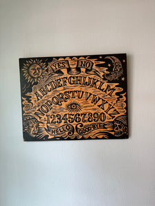 Gothic Home Decor - Vintage Style Handmade Ouija Board Woodcut Art Print - Occult Home Decor - Ouija Board Sign  - Goth Art