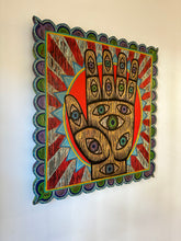 Load image into Gallery viewer, Hamsa Wall Art - Original One of a Kind Fine Art - Psychedelic Art - Evil Eye Art - Eye in Hand Art