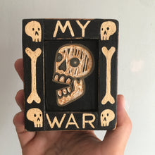Load image into Gallery viewer, My War - Skull Painting - Original Skull Art - Carved Wood Painting