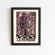 Load image into Gallery viewer, Framed artwork of 'La Papesse' from a tarot card set on a white background