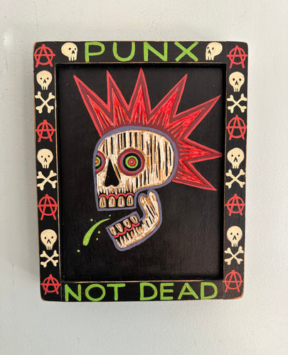 Punx Not Dead - Original Carved Wood Painting