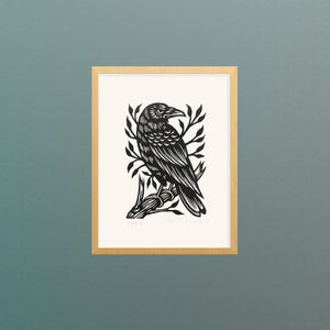 Raven Linocut