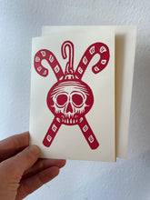 Load image into Gallery viewer, Skull and Crossed Candy Canes 4x6 Holiday Cards