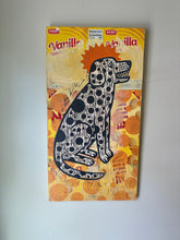 Load image into Gallery viewer, Modified Vanilla Wafer packaging with a black and white spotted dog on an abstract yellow and orange background. 