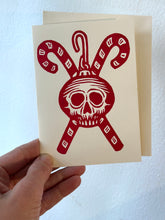 Load image into Gallery viewer, Skull and Crossed Candy Canes 4x6 Holiday Cards