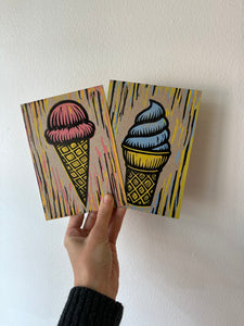 Ice Cream Cone Letterpress Postcard