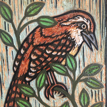 Load image into Gallery viewer, Carolina Wren Carved Wood Painting