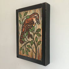 Load image into Gallery viewer, Carolina Wren Carved Wood Painting