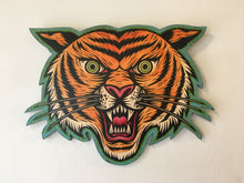 Load image into Gallery viewer, Tiger Head Wall Art Woodcut Cutout Mixed Media Artwork