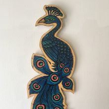 Load image into Gallery viewer, Peacock Cutout - Woodcut Mixed Media Room Decor Wall Art