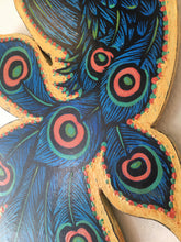 Load image into Gallery viewer, Peacock Cutout - Woodcut Mixed Media Room Decor Wall Art
