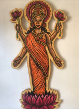 Load image into Gallery viewer, Lakshmi Print on Wood Original Art  - Hindu Indian Goddess of Prosperity Artwork - Hindu Wedding Gift - Hindu Housewarming Gift - Indian Art