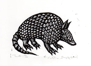 Armadillo Linocut Art Print