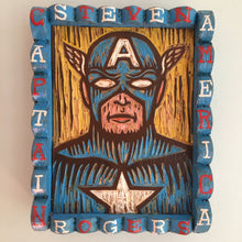 Load image into Gallery viewer, Captain America carved wood painting, superhero artwork