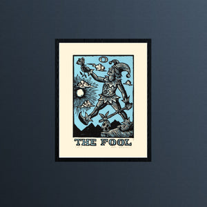 Eclectic Wall Art - The Fool Tarot Card Linocut Art Print