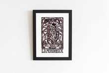 Load image into Gallery viewer, The Lovers Tarot Card Linocut Art Print
