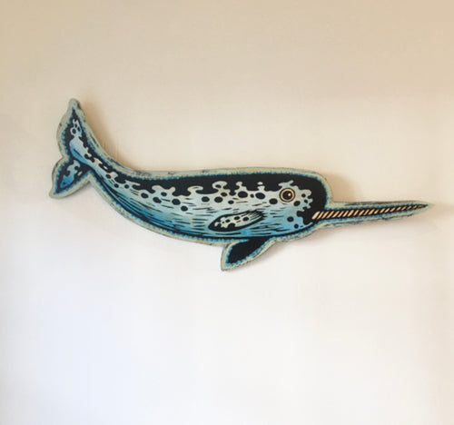 Narwhal Woodcut Art