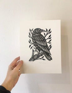 Raven Linocut