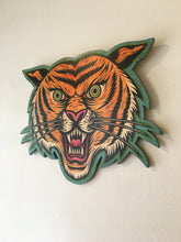 Load image into Gallery viewer, Tiger Head Wall Art Woodcut Cutout Mixed Media Artwork