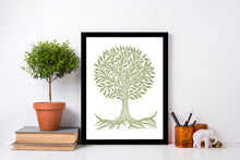 Load image into Gallery viewer, Round shaped ornamental tree, linocut wall art