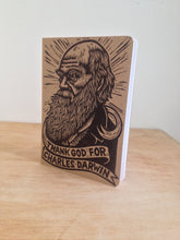 Load image into Gallery viewer, Travel Bullet Journal - Notebook - Charles Darwin Large Travel Journal -  Thank God for Charles Darwin Notebook - Science Teacher Gift
