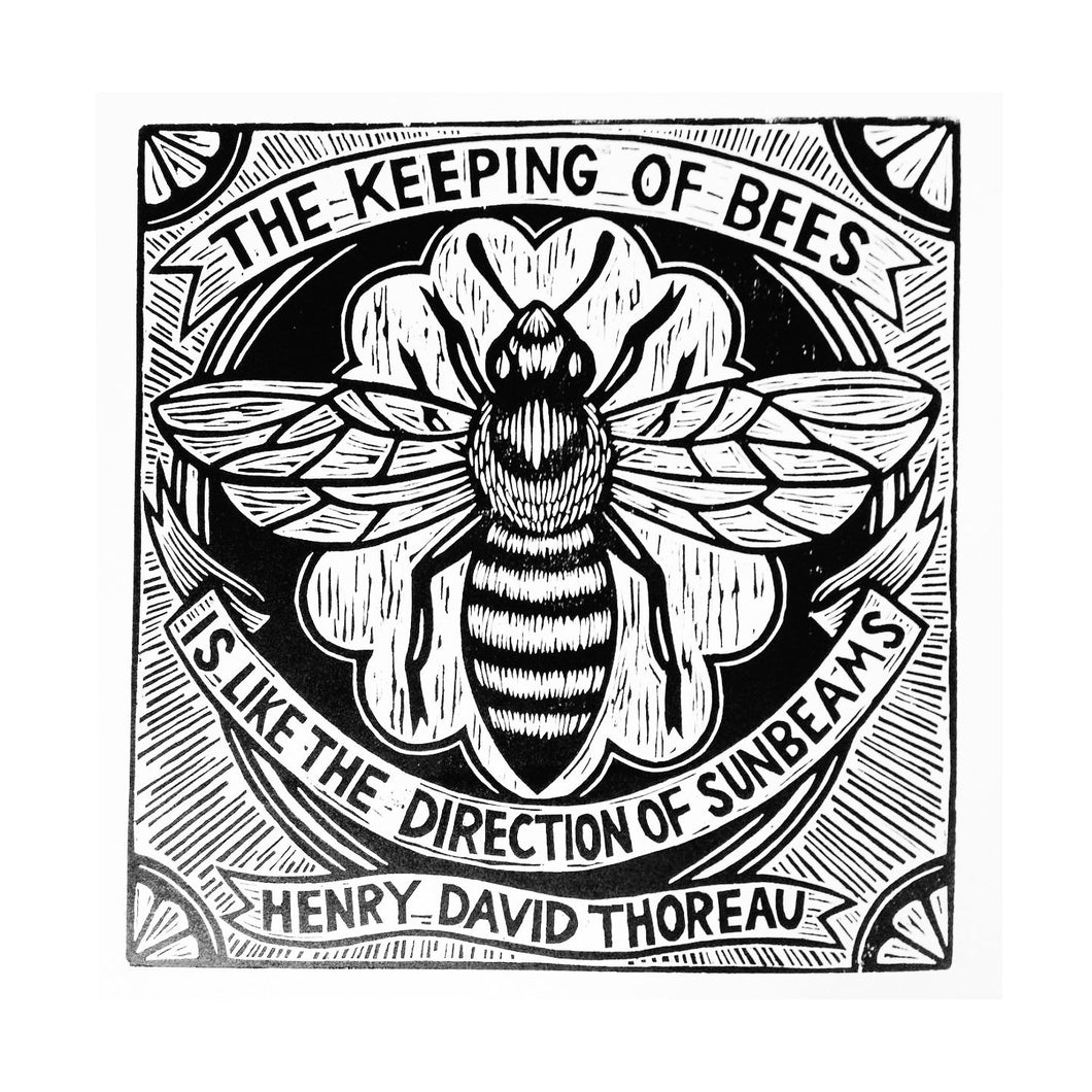 Bee Keeping Woodcut Art Print