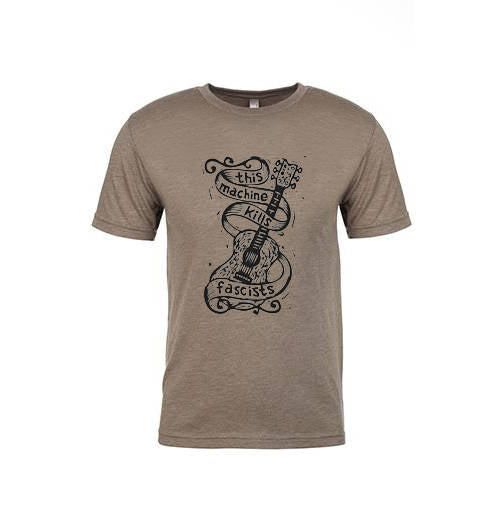 Woody Guthrie T-shirt - This Machine Kills Fascists Guitar T-Shirt - Men's Music T-shirts- Folk Music - Musician Gifts - Music Tees