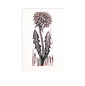Dandelion Flower Linocut Art Print