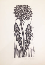 Load image into Gallery viewer, Dandelion Flower Linocut Art Print