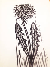 Load image into Gallery viewer, Dandelion Flower Linocut Art Print