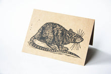 Load image into Gallery viewer, Note Cards - Rat Linocut Art Greeting Cards - Animal Note cards - Note card sets - Greeting Cards