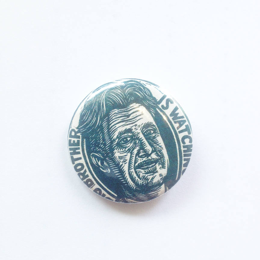 George Orwell 1984 Button - Literary Art Pinback Button - Author Button - Literary Art Button - Orwell Button - George Orwell Art