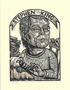 Stephen King Art Print - Linocut Print - Author Art - Literary Art - Art Prints - Lino Print - Home Decor - Reader Gift - Halloween Gift