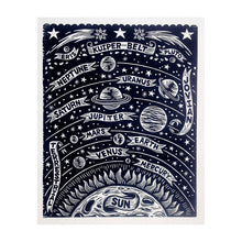 Load image into Gallery viewer, Solar System Woodcut  Print - 18 x 24 inches