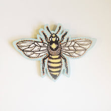 Load image into Gallery viewer, Honey Bee Art - Honey Bee Linocut Painting on Wood - Ready to Hang Art - Home Decor - Gift for Him - Gift for Her - Anniversary Gift Wood