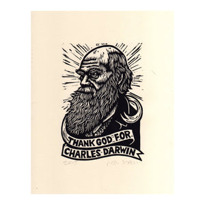 Charles Darwin 8.5" x 11" Linocut Print