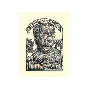 Stephen King Art Print - Linocut Print - Author Art - Literary Art - Art Prints - Lino Print - Home Decor - Reader Gift - Halloween Gift