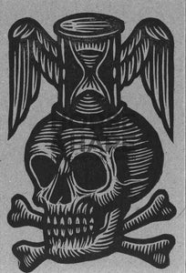 Memento Mori Postcard - Postcards - Paper - Skull Art - Death Art - Goth Art - Hand Printed Postcards - Linocuts - Stationery - Paper Goods