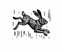 Load image into Gallery viewer, Rabbit Linocut Art Print - Hand Printed Linocut - Wall Decor - Home Decor - Bunny Print - Printmaking - Block Print - Rabbit Art Nursery