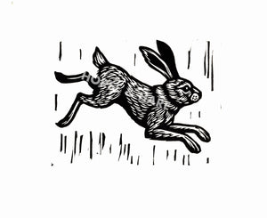 Rabbit Linocut Art Print - Hand Printed Linocut - Wall Decor - Home Decor - Bunny Print - Printmaking - Block Print - Rabbit Art Nursery