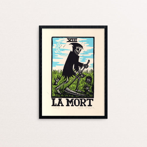 Tarot Card Art Print - Death Tarot Card- Linocut Art Print - Goth Decor - Home Decor - Occult Art - Esoteric Art - Boho Decor - Prints - Art