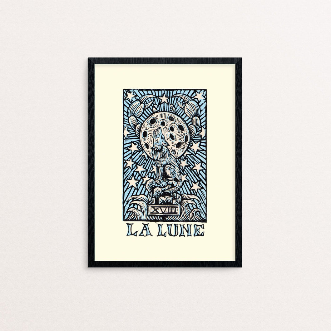 La Lune Moon Tarot Linocut Print