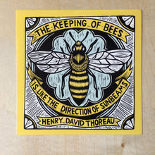 Load image into Gallery viewer, Honey Bee Art - Bee Art Print - Bee Home Decor - Bee Greeting Card - Small Art Print - Gifts for Bee Keepers - Henry David Thoreau Art Quote