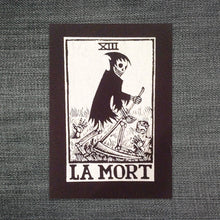 Load image into Gallery viewer, Patches for Jackets - La Mort Death Tarot Sew On Punk Patch - Skeleton Patch - Grim Reaper - Patches - Jacket Patches