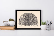 Load image into Gallery viewer, Tree Linocut Print - Rustic Wall Art - Linocut Prints - Black and White Art - 8x10 Prints - Easy to Frame Art - Paper Anniversary Gift