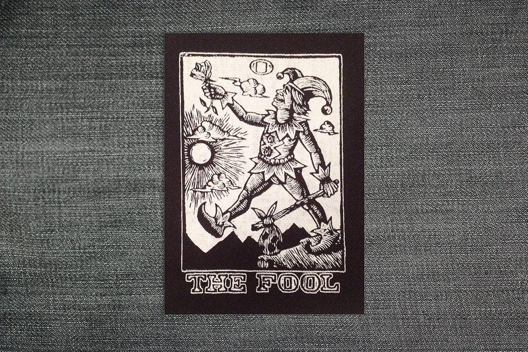 Patches for Jacket - Sew On Black and White Canvas Patch - Tarot Art Patch - The Fool Tarot - Punk Patches