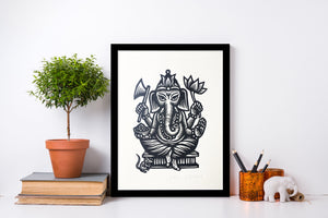 Ganesha Wall Art - Yoga Art - Indian Wall Art - Elephant Decor - Home Decor - Yoga Studio Decor