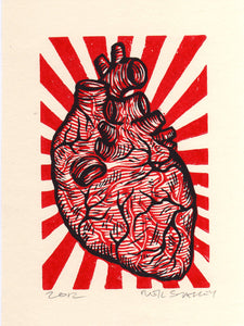 Anatomical Heart Linocut Art Print